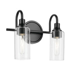KICHLER 55210BK Kavi 12.5" 2-Light Vanity Light With Clear Glass In Black