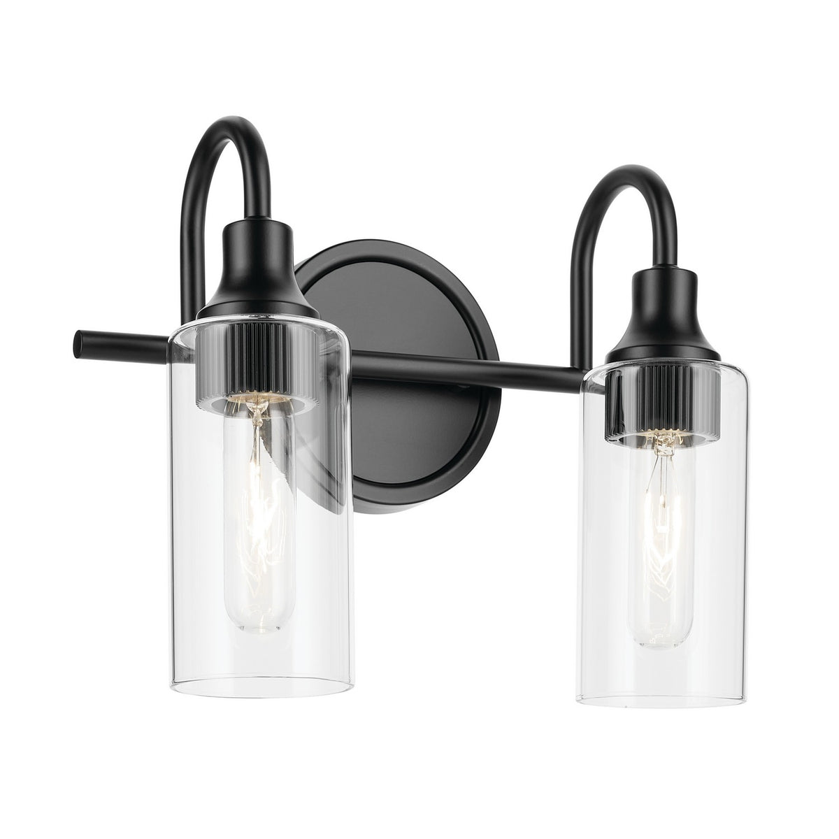 KICHLER 55210BK Kavi 12.5" 2-Light Vanity Light With Clear Glass In Black