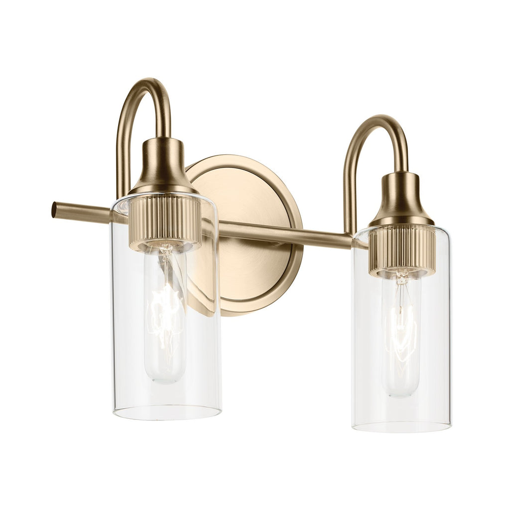 KICHLER 55210CPZ Kavi 12.5" 12.5 2-Light Vanity Light With Clear Glass In Champagne Bronze