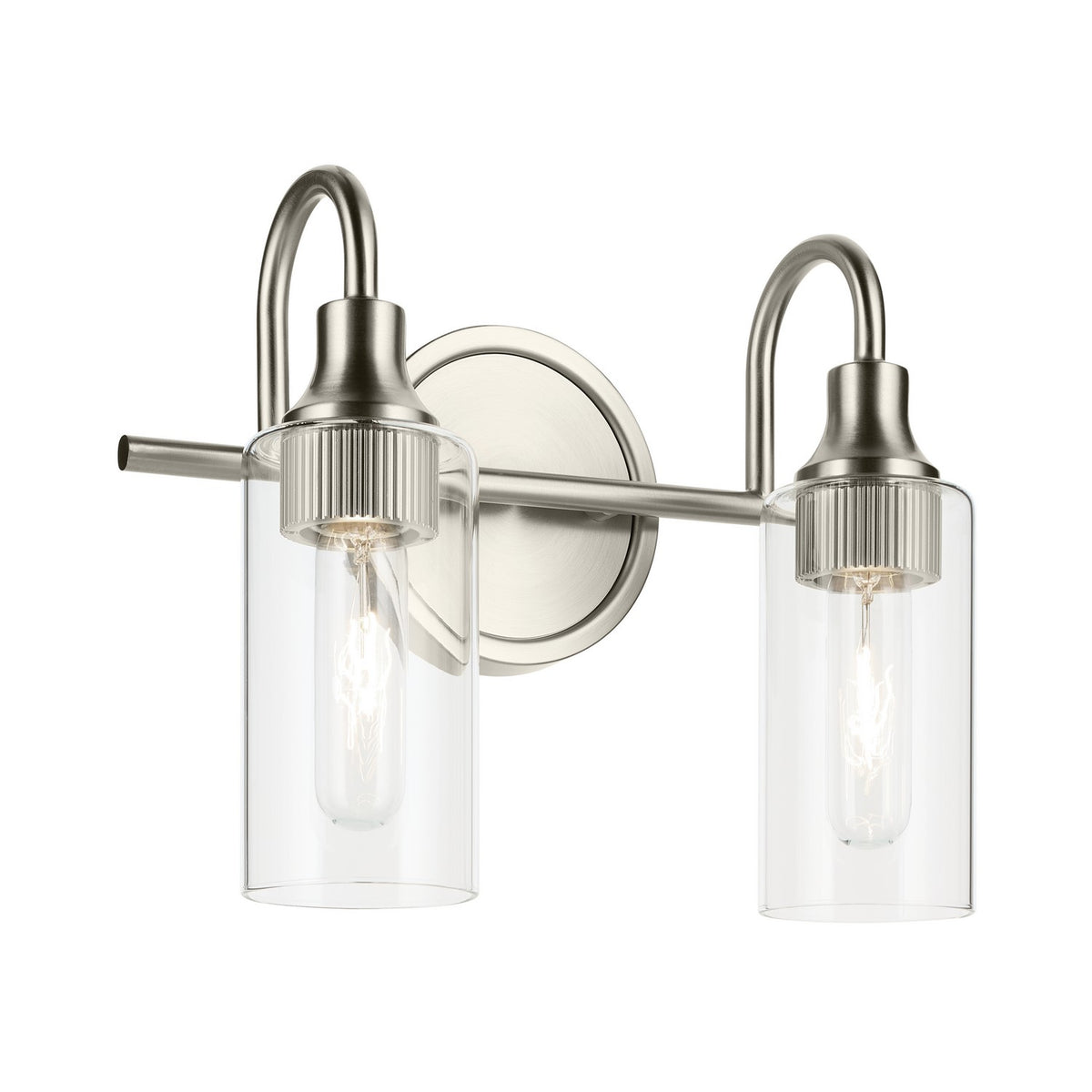 KICHLER 55210NI Kavi 12.5" 2-Light Vanity Light With Clear Glass In Brushed Nickel