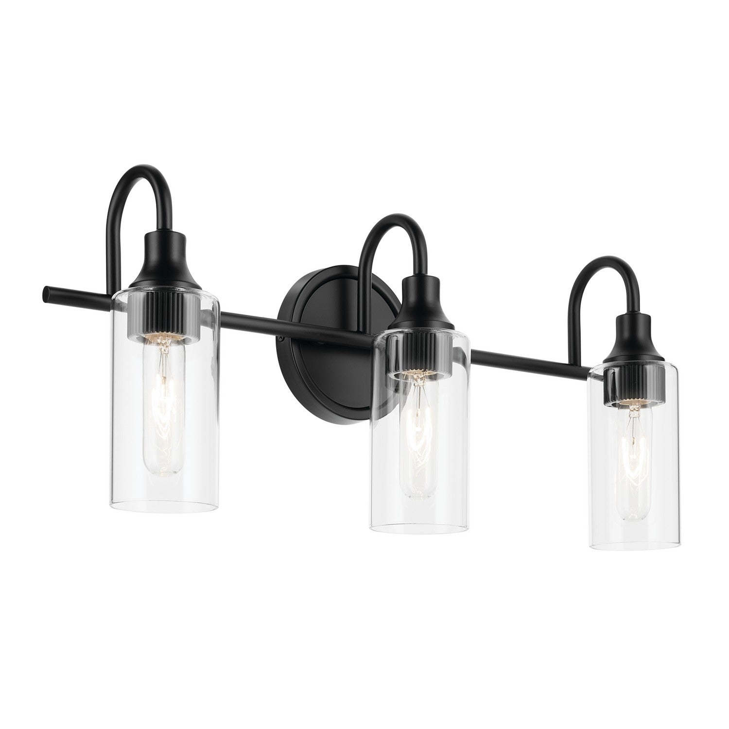 KICHLER 55211BK Kavi 23" 3-Light Vanity Light With Clear Glass In Black