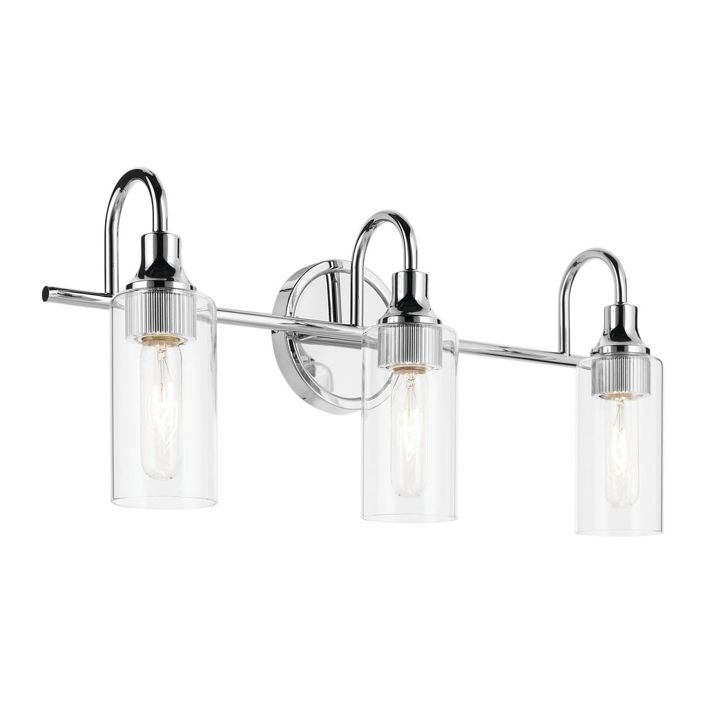 KICHLER 55211CH Kavi 23" 3-Light Vanity Light With Clear Glass In Chrome