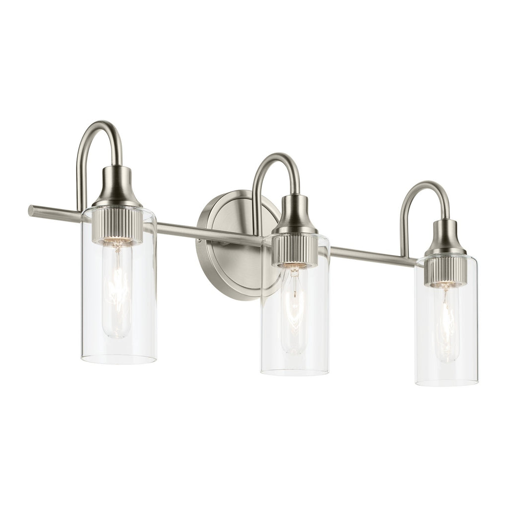KICHLER 55211NI Kavi 23" 3-Light Vanity Light With Clear Glass In Brushed Nickel