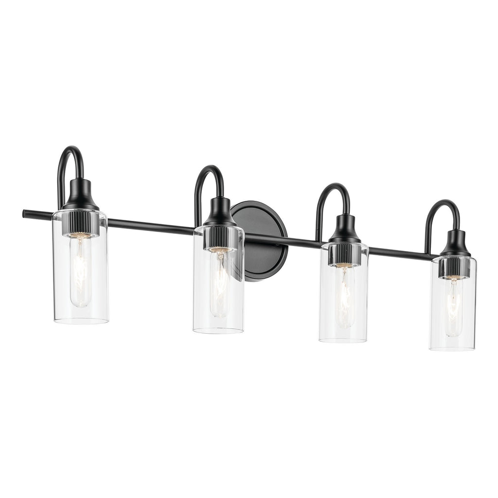 KICHLER 55212BK Kavi 31.5" 4-Light Vanity Light With Clear Glass In Black