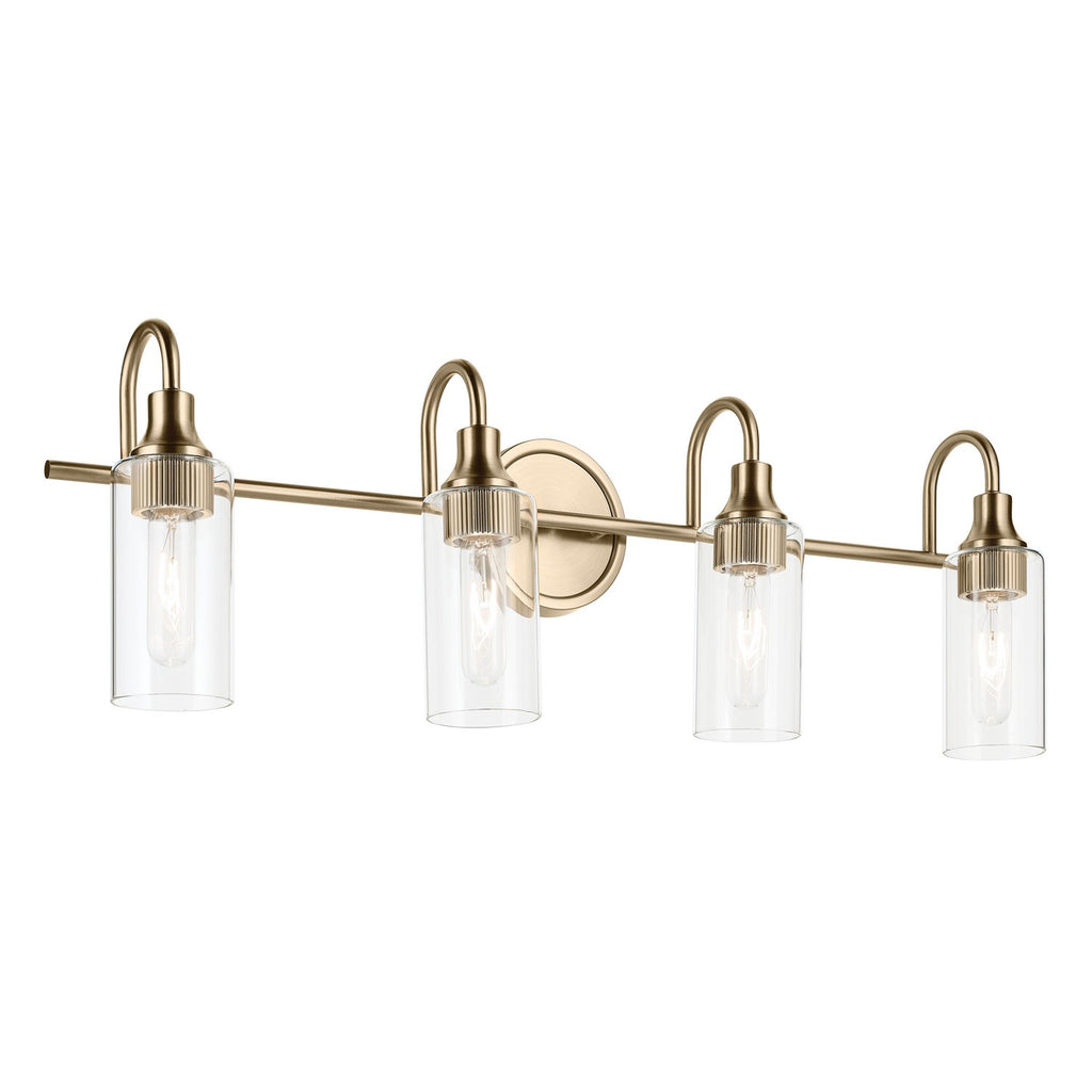 KICHLER 55212CPZ Kavi 31.5" 4-Light Vanity Light With Clear Glass In Champagne Bronze
