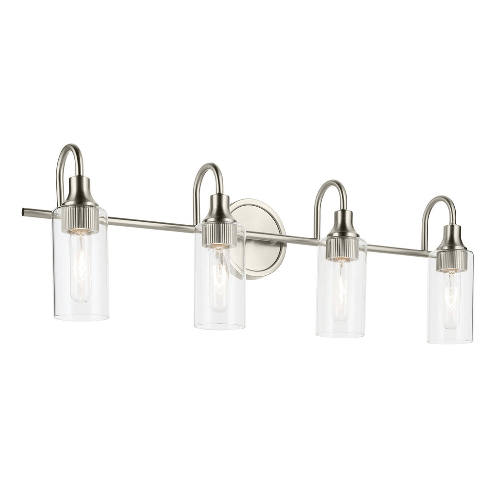 KICHLER 55212NI Kavi 31.5" 4-Light Vanity Light With Clear Glass In Brushed Nickel