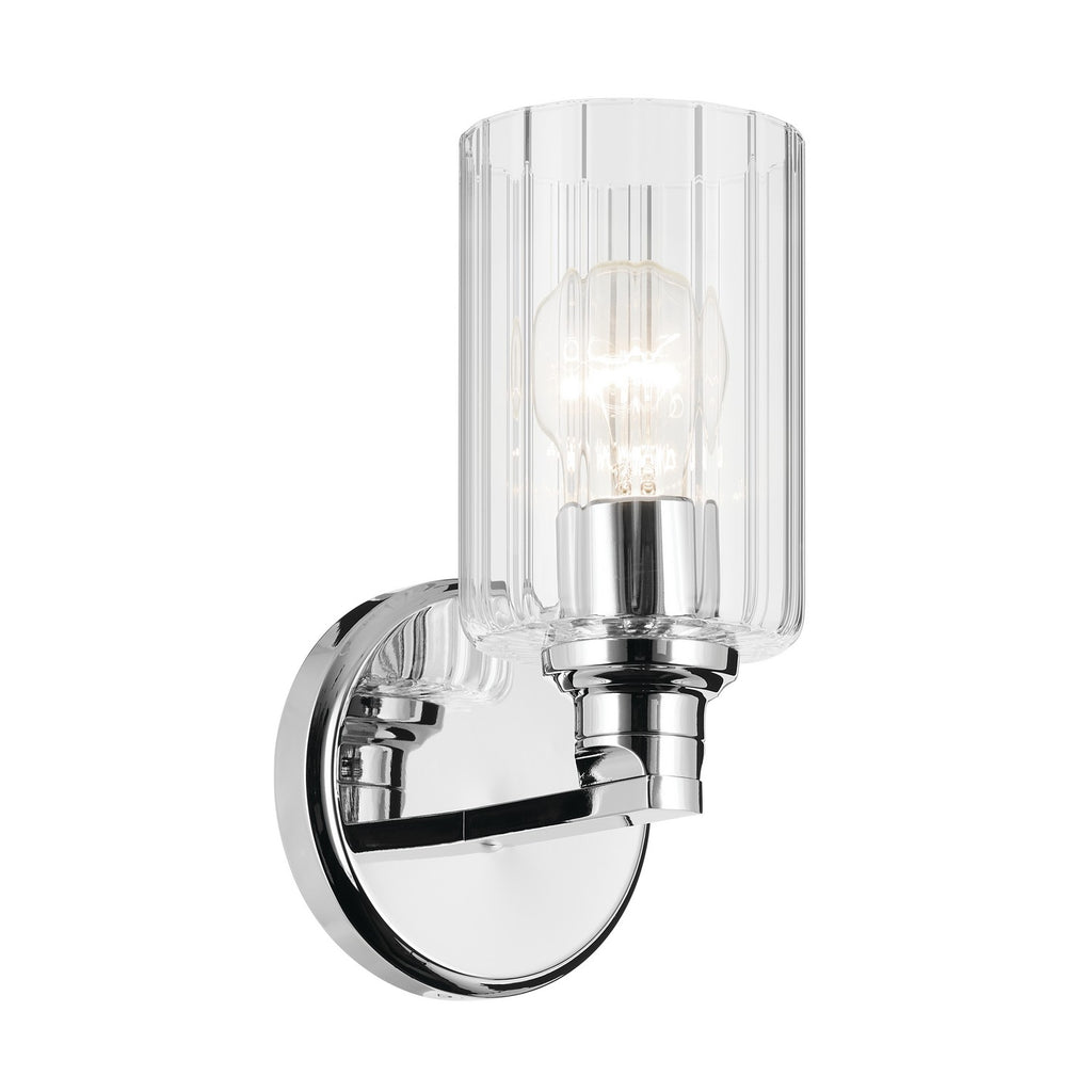 KICHLER 55224CHFLU Gioe 9.5" 1-Light Wall Sconce With Clear Fluted Glass In Chrome