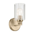 KICHLER 55224CPZFLU Gioe 9.5" 1-Light Wall Sconce With Clear Fluted Glass In Champagne Bronze