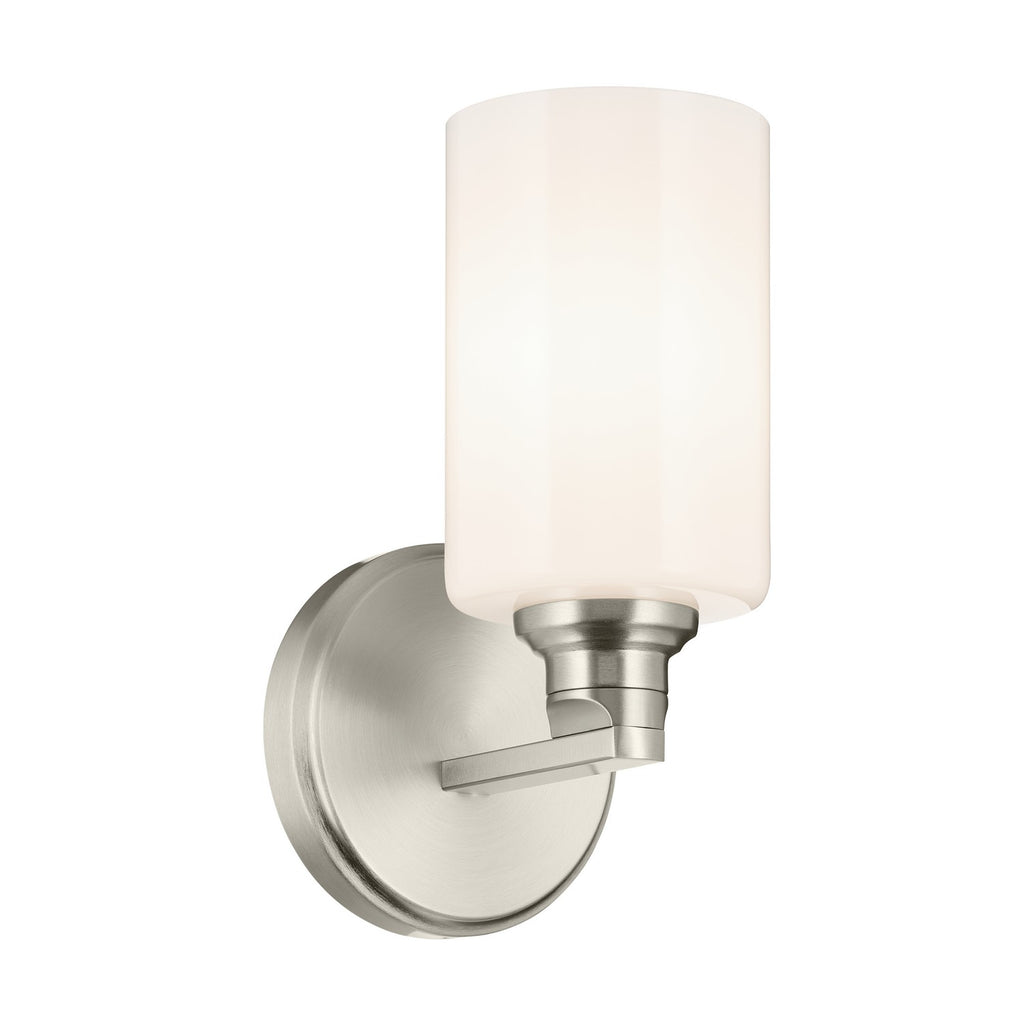 KICHLER 55224NI Gioe 9.5" 1-Light Wall Sconce With Opal Glass In Brushed Nickel