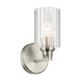 KICHLER 55224NIFLU Gioe 9.5" 1-Light Wall Sconce With Clear Fluted Glass In Brushed Nickel