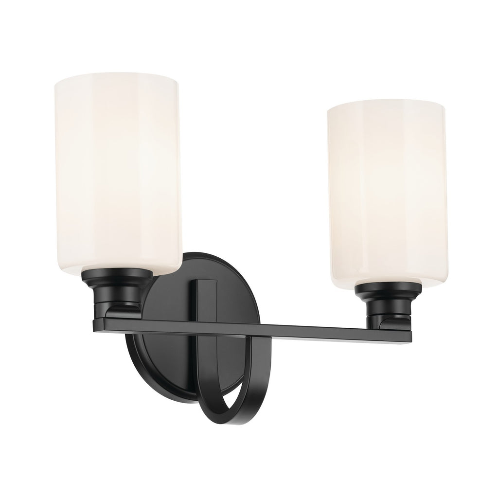 KICHLER 55225BK Gioe 14.25" 2-Light Vanity Light With Opal Glass In Black