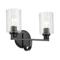 KICHLER 55225BKFLU Gioe 14.25" 2-Light Vanity Light With Clear Fluted Glass In Black