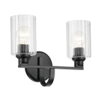 KICHLER 55225BKFLU Gioe 14.25" 2-Light Vanity Light With Clear Fluted Glass In Black