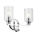 KICHLER 55225CHFLU Gioe 14.25" 2-Light Vanity Light With Clear Fluted Glass In Chrome