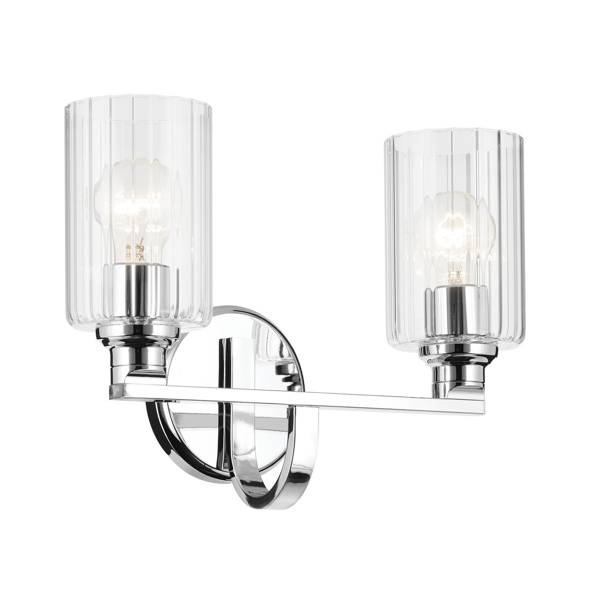 KICHLER 55225CHFLU Gioe 14.25" 2-Light Vanity Light With Clear Fluted Glass In Chrome