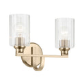 KICHLER 55225CPZFLU Gioe 14.25" 2-Light Vanity Light With Clear Fluted Glass In Champagne Bronze