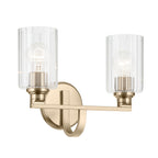 KICHLER 55225CPZFLU Gioe 14.25" 2-Light Vanity Light With Clear Fluted Glass In Champagne Bronze