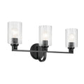 KICHLER 55226BKFLU Gioe 24.25" 3-Light Vanity Light With Clear Fluted Glass In Black