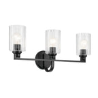 KICHLER 55226BKFLU Gioe 24.25" 3-Light Vanity Light With Clear Fluted Glass In Black
