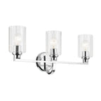 KICHLER 55226CHFLU Gioe 24.25" 3-Light Vanity Light With Clear Fluted Glass In Chrome