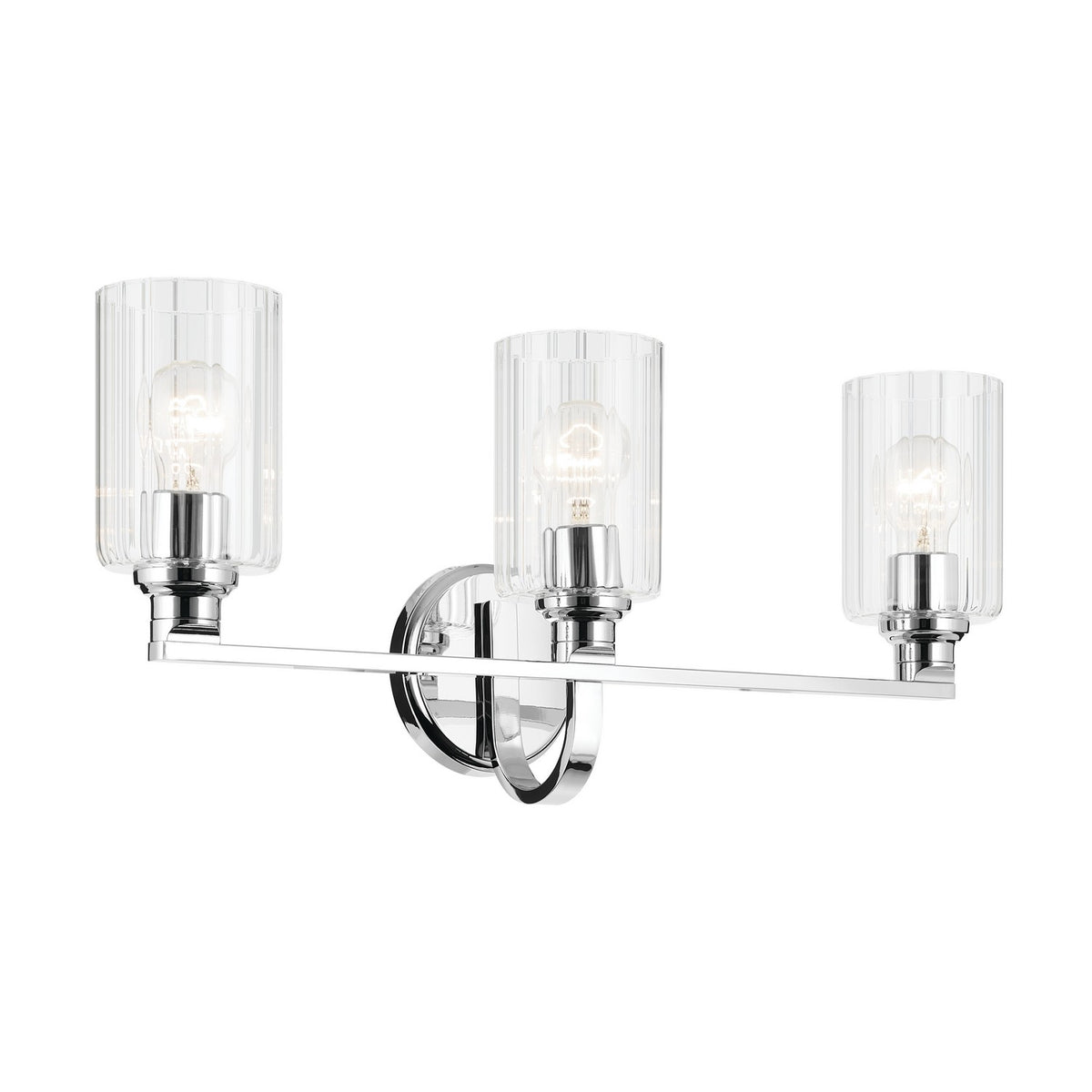 KICHLER 55226CHFLU Gioe 24.25" 3-Light Vanity Light With Clear Fluted Glass In Chrome