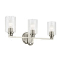 KICHLER 55226NIFLU Gioe 24.25" 3-Light Vanity Light With Clear Fluted Glass In Brushed Nickel