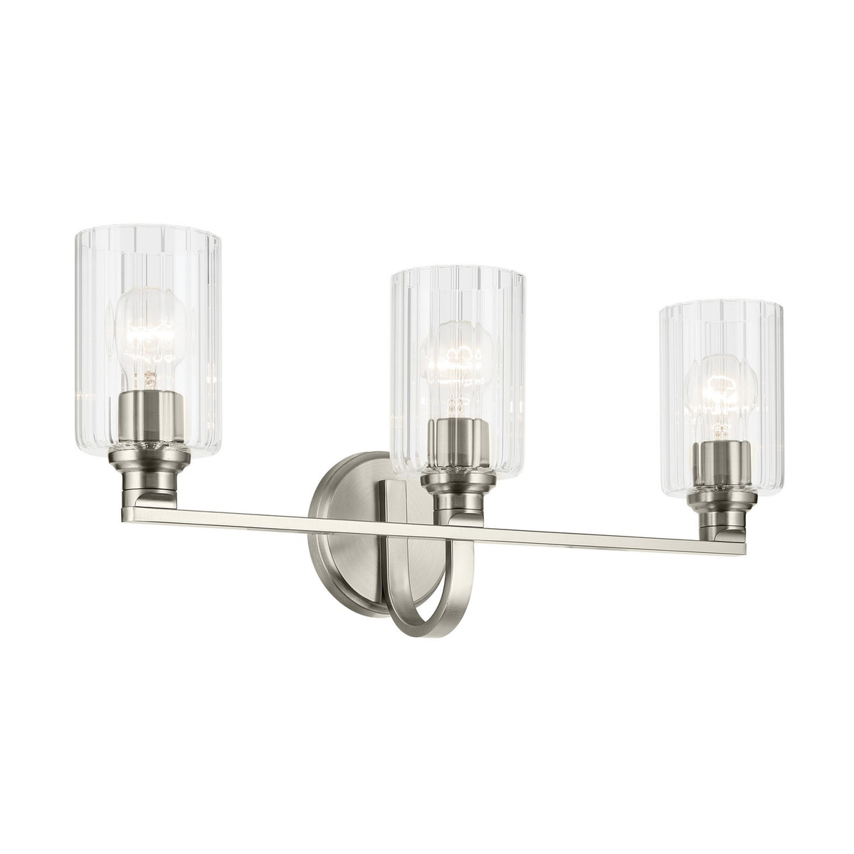 KICHLER 55226NIFLU Gioe 24.25" 3-Light Vanity Light With Clear Fluted Glass In Brushed Nickel