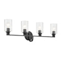 KICHLER 55227BKFLU Gioe 32.25" 4-Light Vanity Light With Clear Fluted Glass In Black