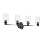 KICHLER 55227BKFLU Gioe 32.25" 4-Light Vanity Light With Clear Fluted Glass In Black