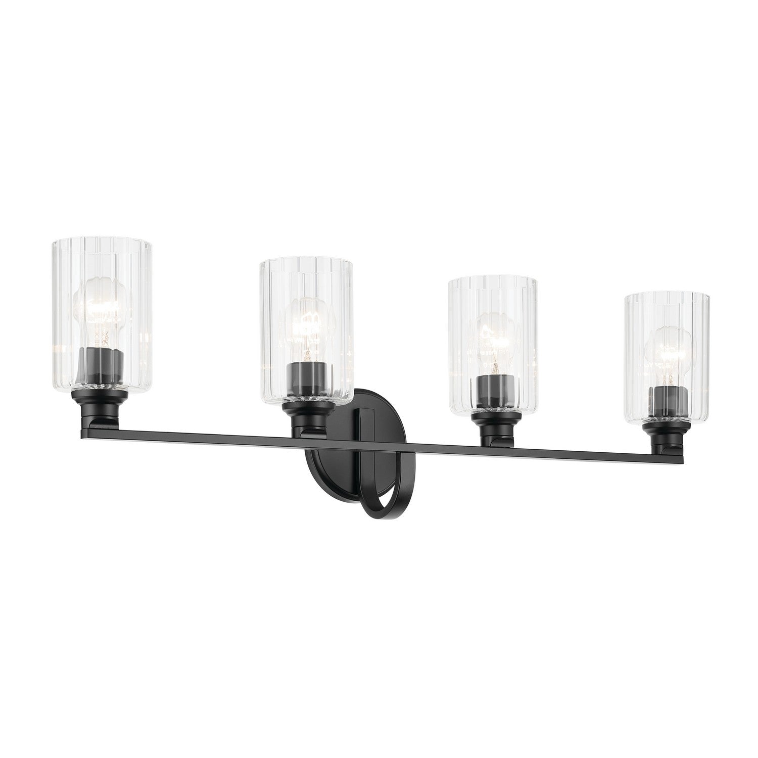 KICHLER 55227BKFLU Gioe 32.25" 4-Light Vanity Light With Clear Fluted Glass In Black