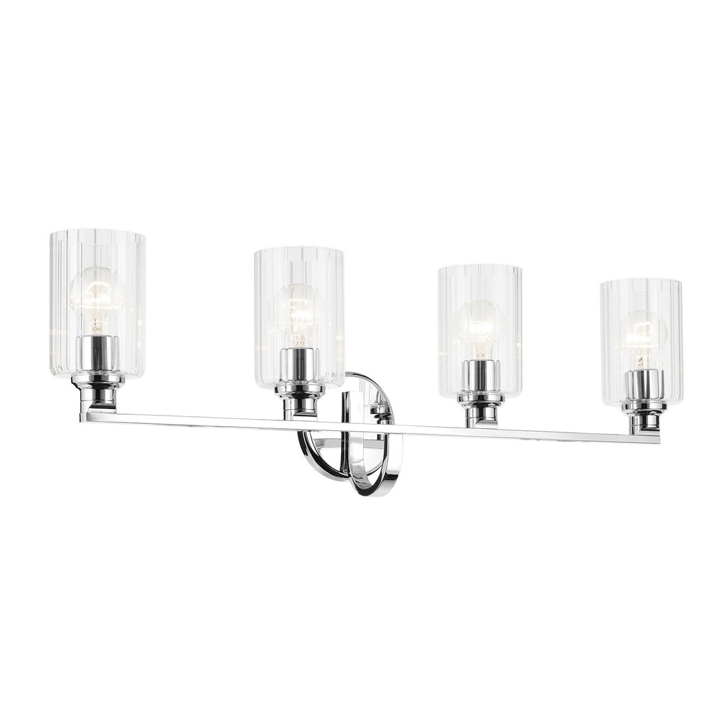 KICHLER 55227CHFLU Gioe 32.25" 4-Light Vanity Light With Clear Fluted Glass In Chrome
