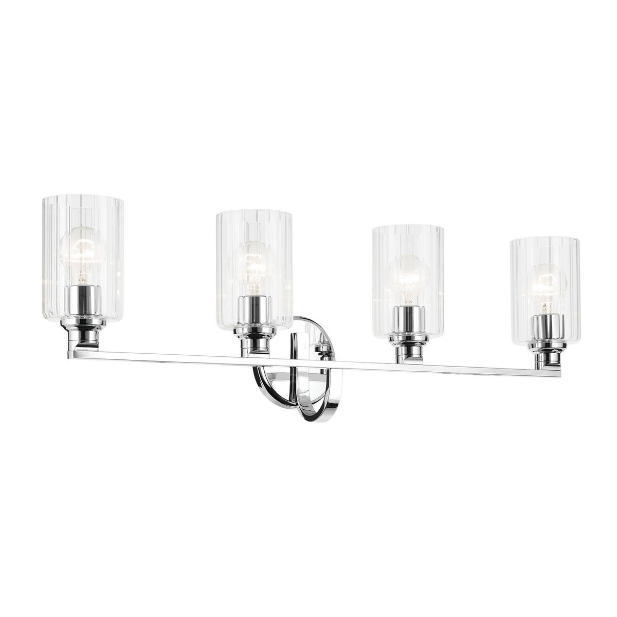 KICHLER 55227CHFLU Gioe 32.25" 4-Light Vanity Light With Clear Fluted Glass In Chrome