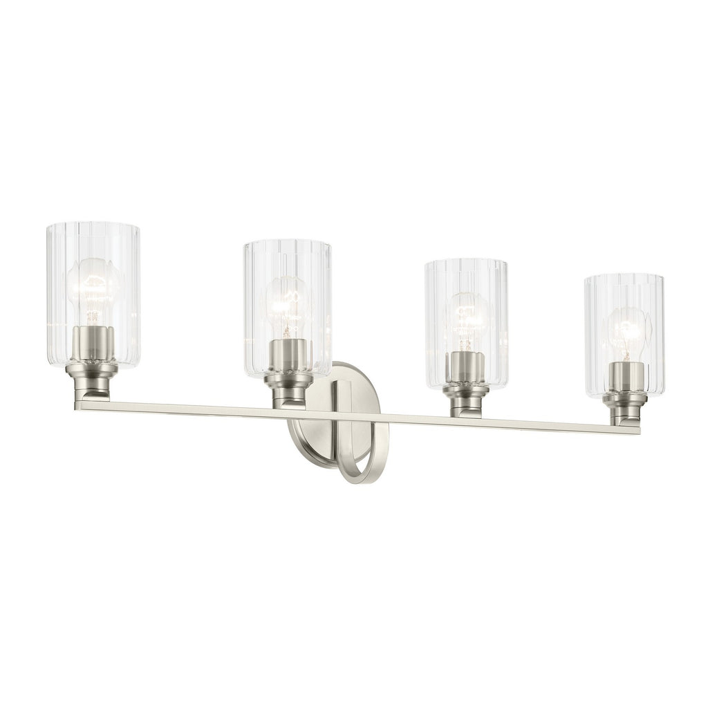 KICHLER 55227NIFLU Gioe 32.25" 4-Light Vanity Light With Clear Fluted Glass In Brushed Nickel