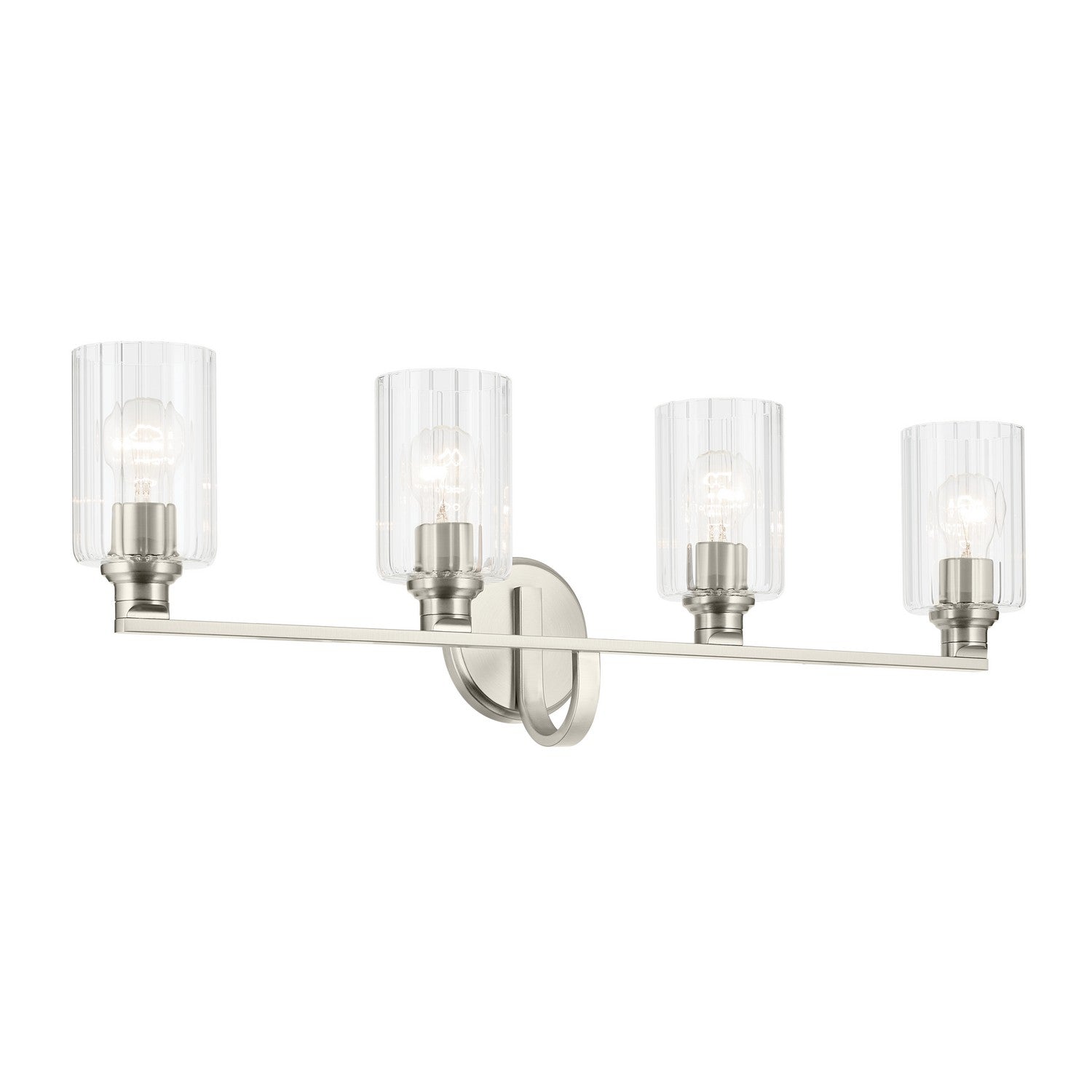 KICHLER 55227NIFLU Gioe 32.25" 4-Light Vanity Light With Clear Fluted Glass In Brushed Nickel