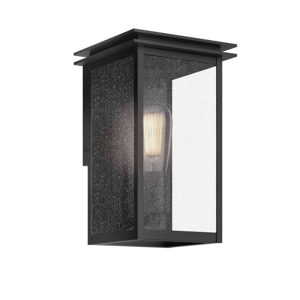 KICHLER 59540BKT Arkville 10 Inch 1 Light Outdoor Wall Light With Clear Seeded Glass In Textured Black
