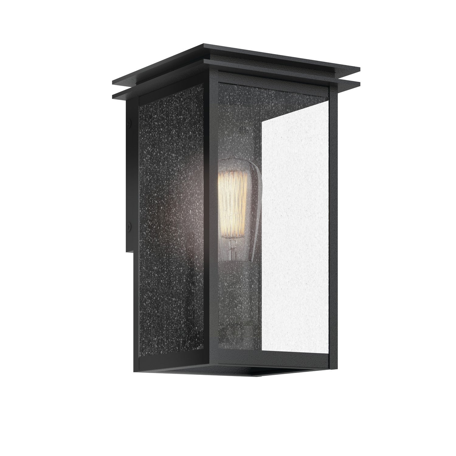 KICHLER 59540BKT Arkville 10 Inch 1 Light Outdoor Wall Light With Clear Seeded Glass In Textured Black