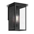 KICHLER 59541BKT Arkville 14 Inch 1 Light Outdoor Wall Light With Clear Seeded Glass In Textured Black