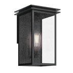KICHLER 59541BKT Arkville 14 Inch 1 Light Outdoor Wall Light With Clear Seeded Glass In Textured Black
