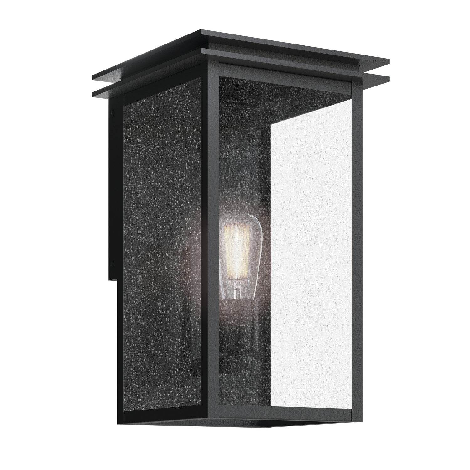 KICHLER 59541BKT Arkville 14 Inch 1 Light Outdoor Wall Light With Clear Seeded Glass In Textured Black