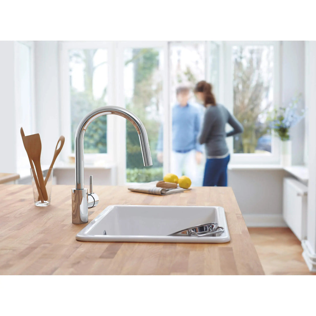 GROHE 3134910E Concetto Single-Handle Pull Down Kitchen Faucet Dual Spray 1.5 GPM - Chrome