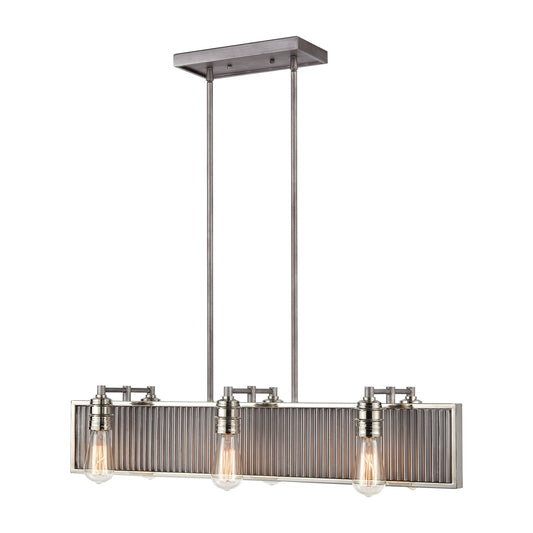 ELK SHOWROOM 15928/6 Corrugated Steel 32'' Wide 6-Light Chandelier - Weathered Zinc