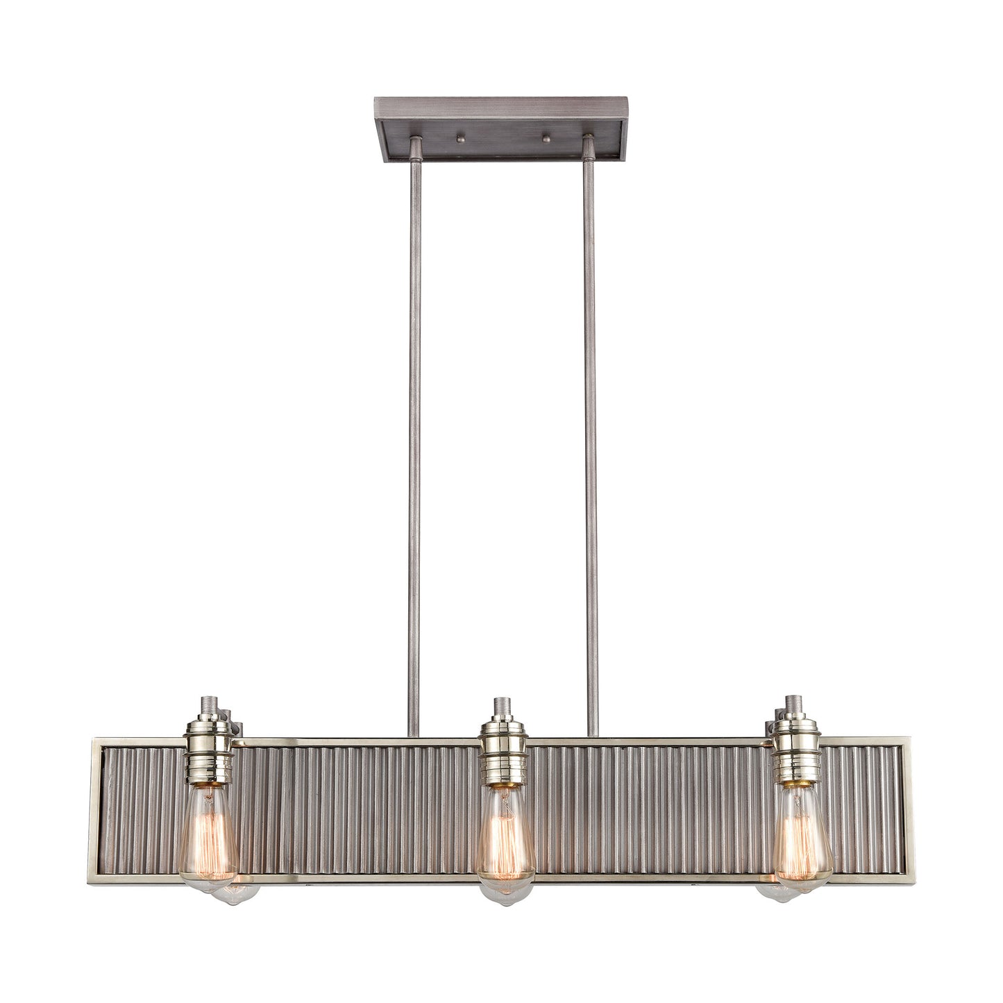 ELK SHOWROOM 15928/6 Corrugated Steel 32'' Wide 6-Light Chandelier - Weathered Zinc