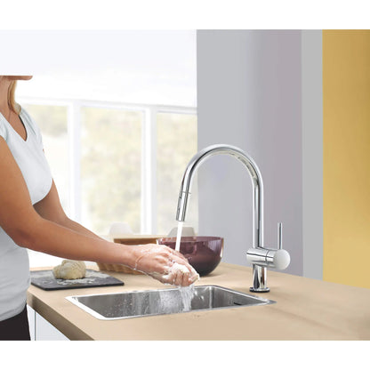 GROHE 31359002 Minta Single-Handle Pull Down Kitchen Faucet Dual Spray 1.75 GPM with Touch Technology - Chrome