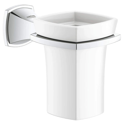 GROHE 40626000 Grandera Ceramic Tumbler with Holder - Chrome