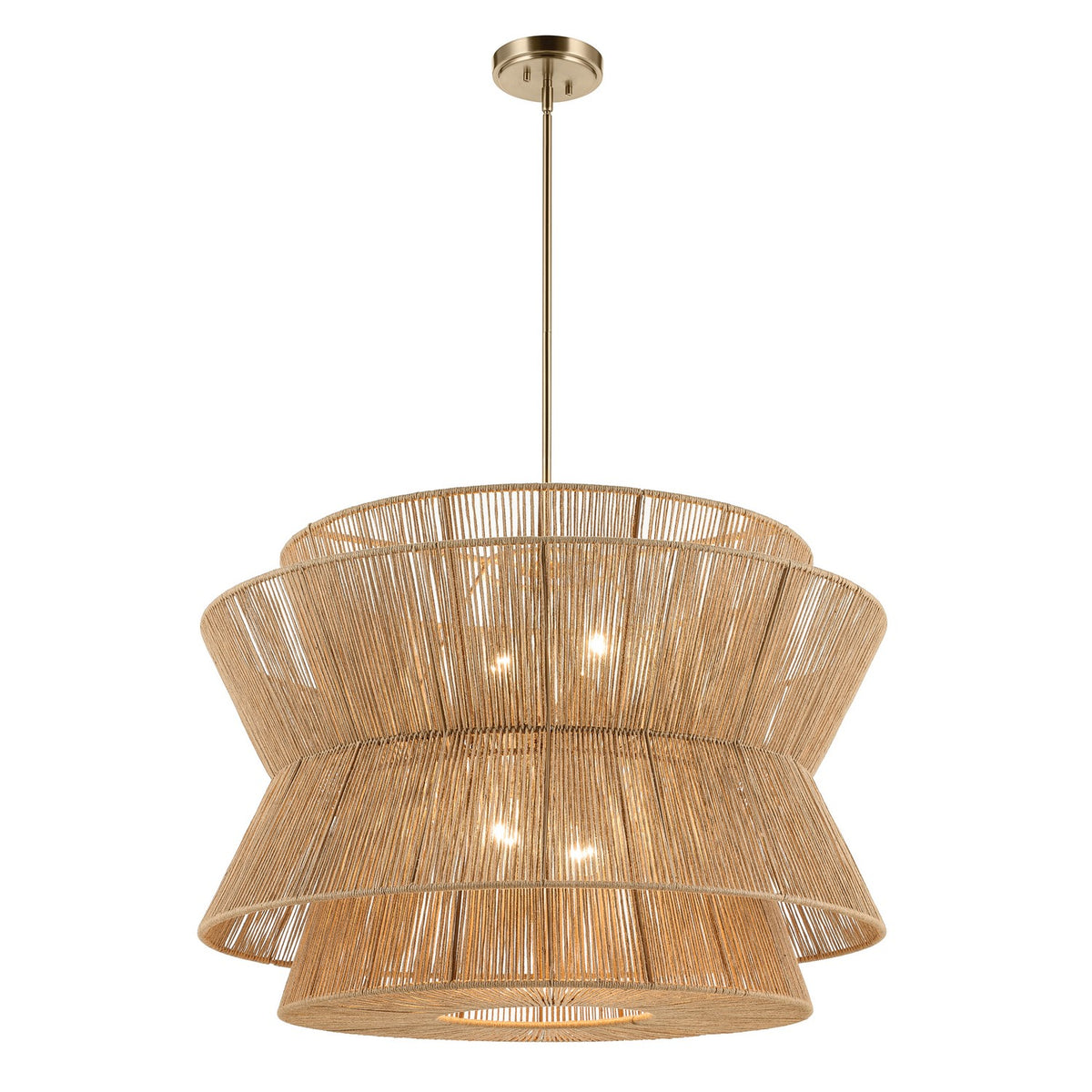 KICHLER 52736CPZ Ophira 36 Inch 4 Light Pendant With Jute Shade In Champagne Bronze