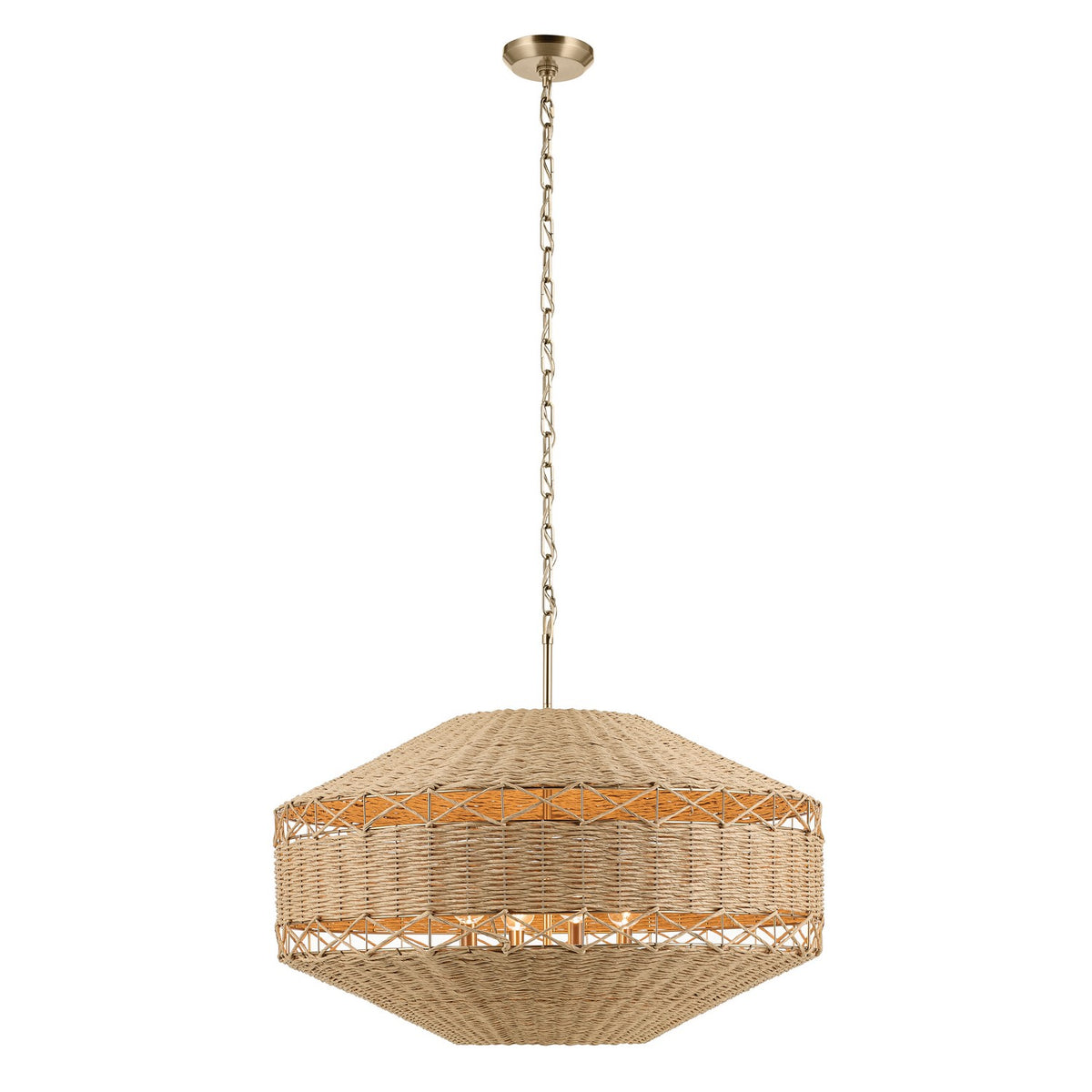 KICHLER 52744CPZ Lulo 30.25 Inch 1 Light Pendant With Handwoven Natural Cord In Champagne Bronze