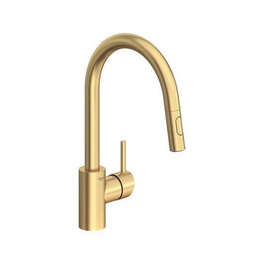 GROHE 32665GN3 Concetto Single-Handle Pull-Down Kitchen Faucet Dual Spray 1.75 GPM - Brushed Cool Sunrise