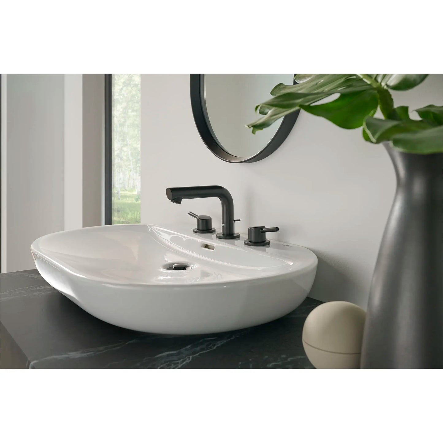 GROHE 205722431 Concetto 8-inch Widespread 2-Handle S-Size Bathroom Faucet, 1.2 GPM - Matte Black