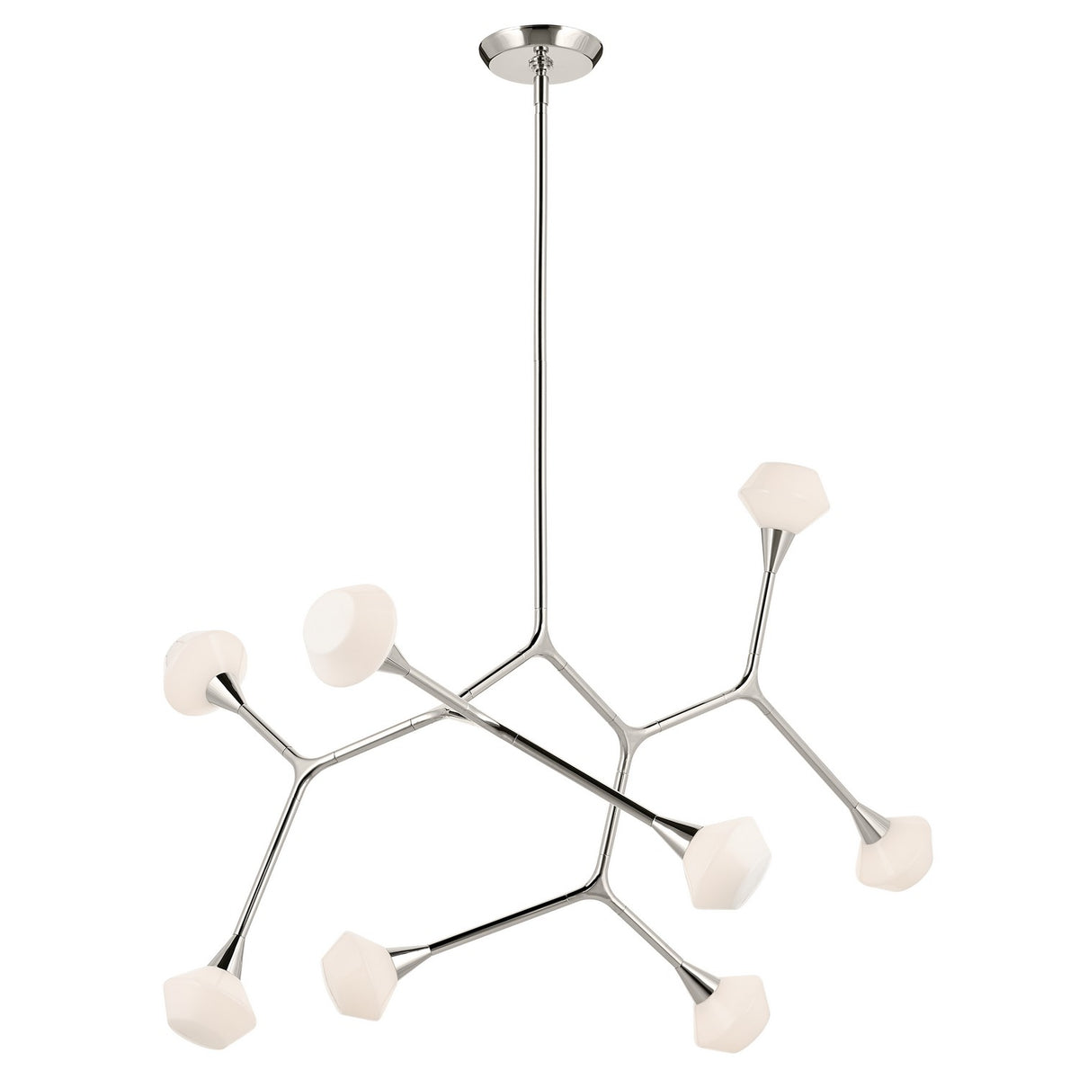 KICHLER 52763PN Cassius 52.5 With Opal Glass Inch 8 Light Convertible Chandelier With Opal Glass In Polished Nickel
