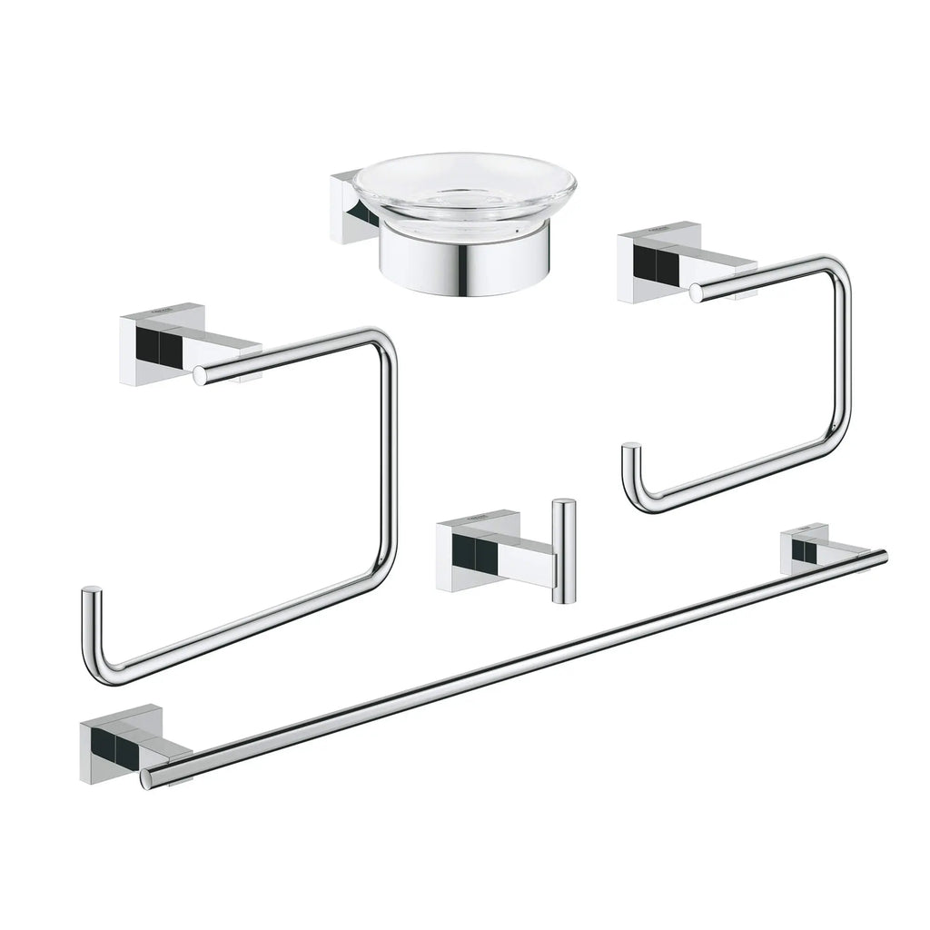 GROHE 40758001 Essentials Cube 5-in-1 Accessory Set - Chrome